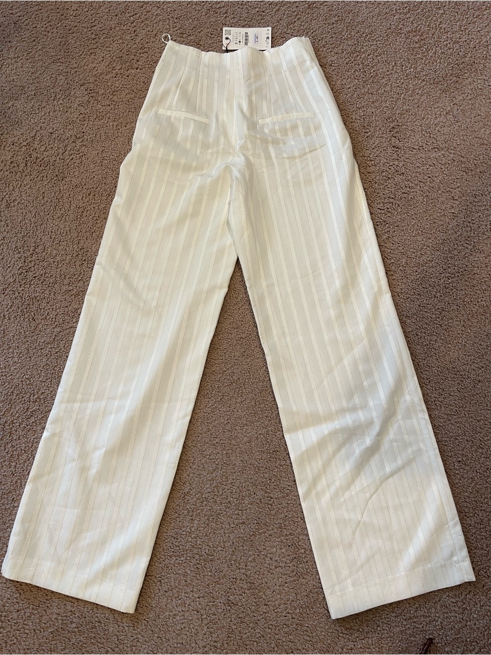 ZARA Women's Tall Pinstripe Retro Boho Wide-leg Dress Pants - Picture 11 of 11